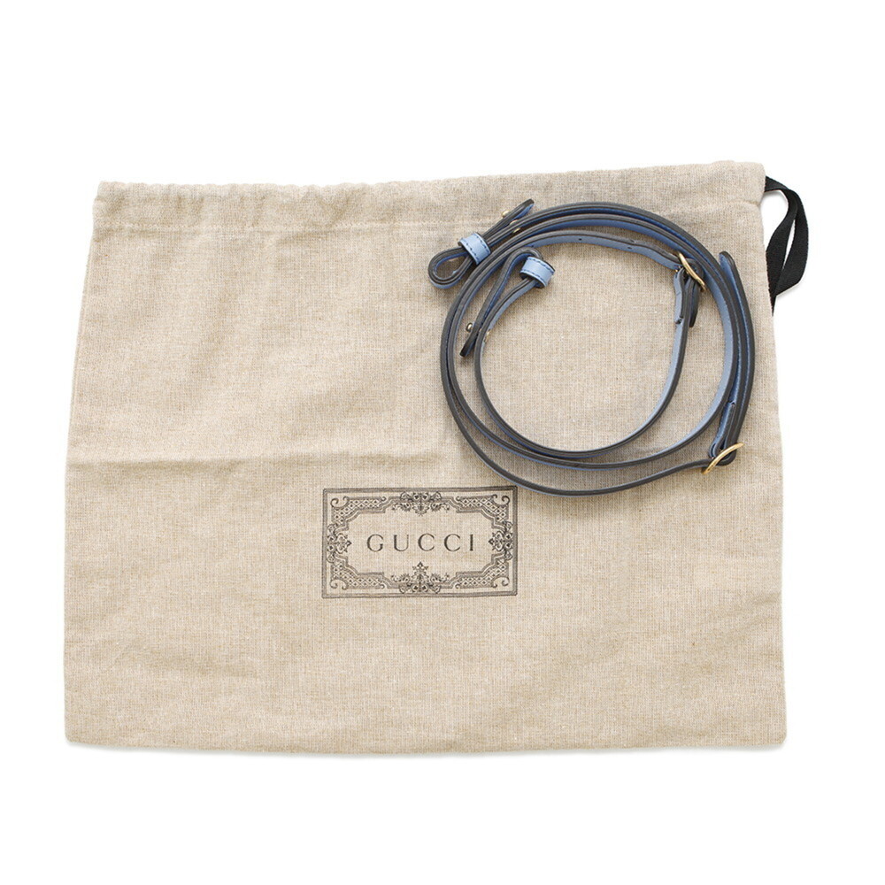 GUCCI Blue Leather Bamboo Shoulder Bag - Picture 16 of 16